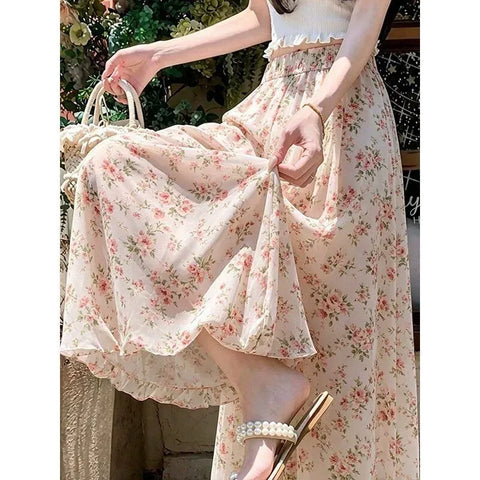 Plus Size Women's Summer Floral Chiffon Pants Fits 331 lb