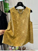 Plus Size Women's Summer Casual Embroidered Sleeveless Relaxed Fit Shirt Fits 331 lb
