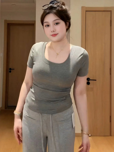 Plus Size Women's Summer New-Style Casual Short-Sleeve Relaxed Fit T-Shirt Fits 331 lb