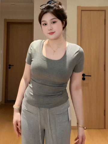 Plus Size Women's Summer New-Style Casual Short-Sleeve Relaxed Fit T-Shirt Fits 331 lb