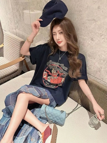 Plus Size Spring Summer Fashionable New-Style Printed Two-Piece Set Fits 331 lb