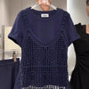 Plus Size Women's Summer French-Style New-Style Casual Lace Short-Sleeve Two-Piece Set Fits 331 lb