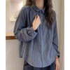 Plus Size Women's French-Style Vintage Long-Sleeve Relaxed Fit Shirt Fits 331 lb
