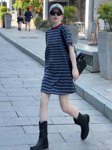 Plus Size Summer Fashionable New-Style Short-Sleeve Dress Fits 331 lb