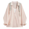 Plus Size Women's Elegant Design Patchwork Shirt Fits 331 lb