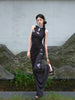 Indigo Ink Wash Inkstone Skirt Purple Iris Ink-Dyed New Chinese Style National Wind Qipao Dress Top and Set