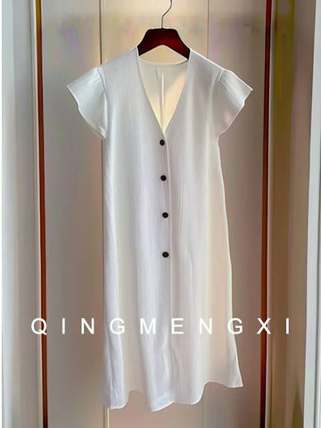 Plus Size Women's Elegant Short-Sleeve Relaxed Fit Dress Fits 331 lb