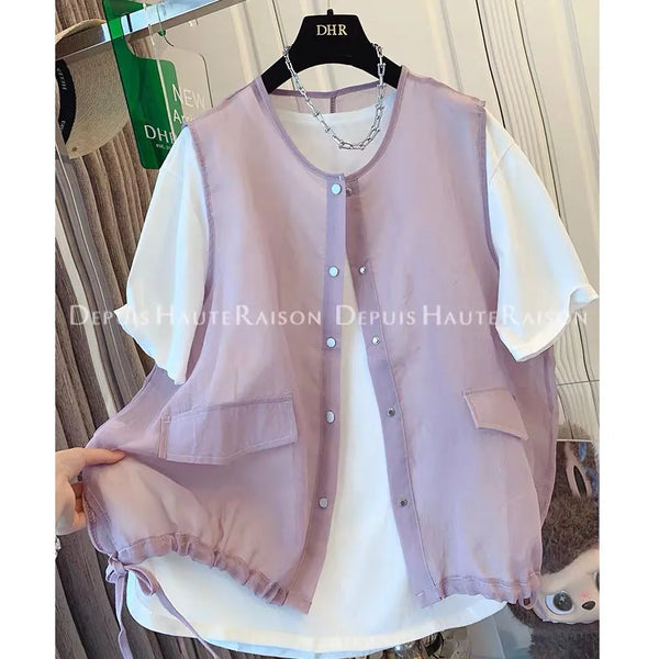 Plus Size Women's Summer New-Style Short-Sleeve Two-Piece Set Fits 331 lb