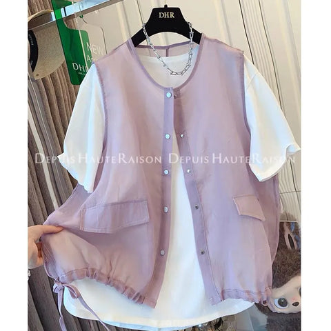 Plus Size Women's Summer New-Style Short-Sleeve Two-Piece Set Fits 331 lb