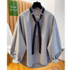 Plus Size Women's Design Long-Sleeve Relaxed Fit Shirt Fits 331 lb