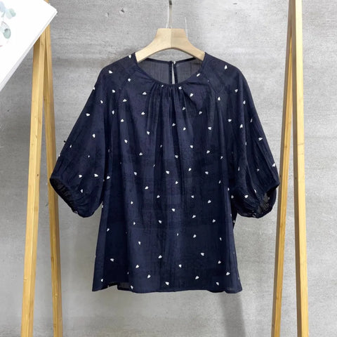 Plus Size Women's Summer Elegant New-Style Casual Printed Chiffon Short-Sleeve Relaxed Fit Blouse Fits 331 lb