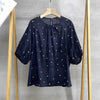 Plus Size Women's Summer Elegant New-Style Casual Printed Chiffon Short-Sleeve Relaxed Fit Blouse Fits 331 lb