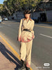Mud Halo Shibori Suit Turmeric Loose Handmade Flame Silhouette Blazer + Trousers