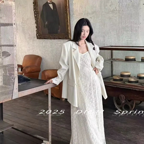 Plus Size Women's Summer French-Style Fashionable Elegant and Beautiful New-Style Lace Crochet Design Camisole Dress Fits 220-331 lb
