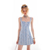 Distressed Denim Slip Dress with Waist Tie Slim Fit Mini Sweet & Spicy Design