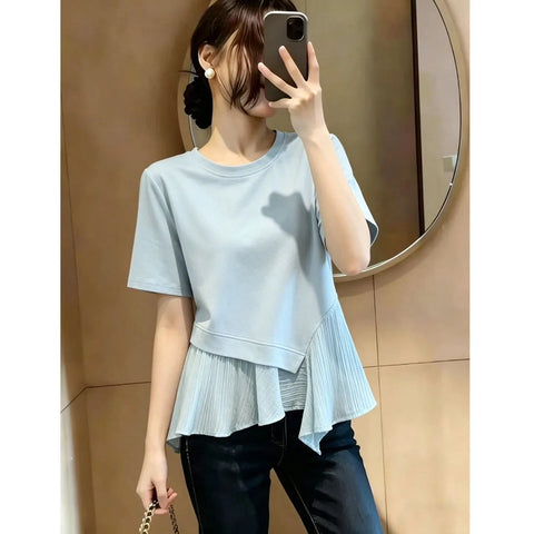 Plus Size Women's Chiffon Short-Sleeve Relaxed Fit T-Shirt