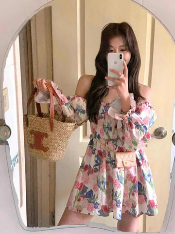 Plus Size Women's Floral Long-Sleeve Dress Fits 331 lb