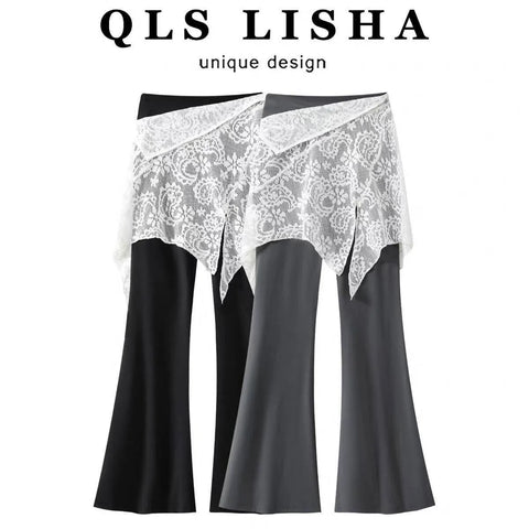 Plus Size Women's New-Style Vintage Casual Lace Patchwork Pants Fits 220-331 lb