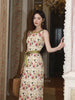 Bicheng Chun Qu All-Cotton New Chinese Style Heavy 3D Embroidery CrÃªpe Acetate Ruched Spliced Dress