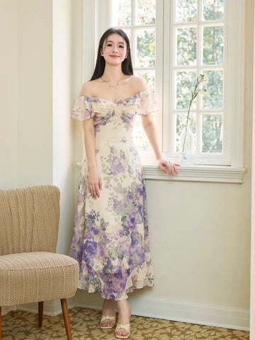Sexy little woman iris retro charm purple printed dress