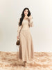 Dignified heroine polka dot extra thick chenille double-sided velvet champagne French romantic vintage dress