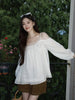 Linen Handmade Beaded Elegant and Chic Long-Sleeve Cami Top for a Date Day