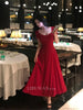 Italian Rose Vintage Style Sophisticated and Elegant Red Mid-Length Short-Sleeve Dress