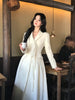 Taiwanese Drama Elegant Suede Waist-Tie Flowy Dress