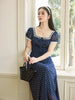 Holiday Polka Dot Palace Elastic Mesh Dress with Waist-Cinching Elegant Design for a Sophisticated Long Gown
