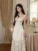 Baroque Acetate Textured Lace Spliced Charming and Elegant Flowy Dress