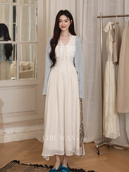 Summer Jasmine Linen Lace Elegant and Fresh Gentle and Cozy Design Dress