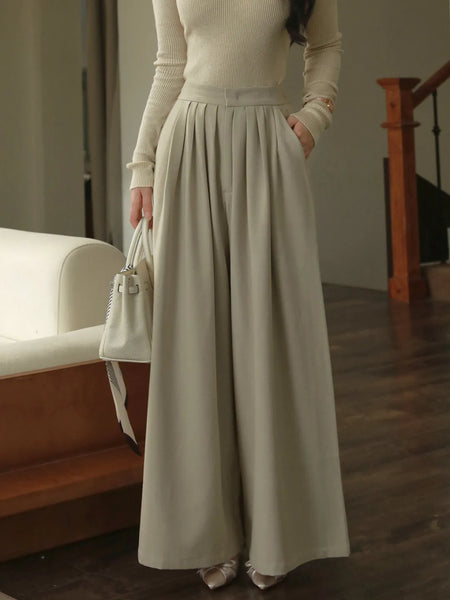 Lazy Old Money Loose Wide-Legged Dual-Tone Sycamore Pants Suit
