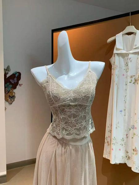 Romantic Lace Cami with Built-in Padding and Backless Design