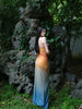 Ling Wu Mi Die Skirt Orange and Blue Gradient Romantic Atmosphere Cool Mesh New Chinese Style Halter Dress