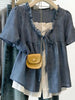 Plus Size Women's Summer French-Style Elegant Puff-Sleeve Shirt