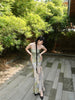 Green Bamboo Rhyme Grace Skirt Classical Blue Vine New Chinese Style Elegant Slit Irregular Strapless Long Dress