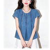 Plus Size Women's Summer New-Style Denim Short-Sleeve Shirt Fits 99-331 lb
