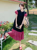 Plus Size Women's Summer French-Style New-Style Patchwork Short-Sleeve Relaxed Fit Dress Fits 331 lb