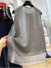 Plus Size Women's Summer Fashionable New-Style Casual Patchwork Chiffon Sleeveless Relaxed Fit Blouse Fits 331 lb
