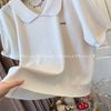 Plus Size Women's Summer French-Style Knitted Short-Sleeve Relaxed Fit Sweater Fits 331 lb