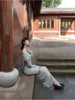 Landscape Lotus Wave Skirt New Chinese Style National Wind Retro Print Off-Shoulder Long Sleeve Mermaid Dress