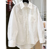 Plus Size Women's Embroidered Long-Sleeve Relaxed Fit Shirt Fits 331 lb