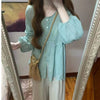 Plus Size Women's French-Style New-Style Long-Sleeve Puff-Sleeve Relaxed Fit Shirt Fits 331 lb