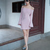 Rose Dream Pink Cloud Skirt Gentle and elegant off-the-shoulder pure and sweet fluffy dress