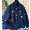 Plus Size Women's Spring Summer Embroidered Long-Sleeve Shirt Fits 331 lb