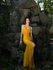 Orange Dusk Cloud Skirt Lazy Vacation Mesh Asymmetrical Shoulder Retro Irregular Patchwork Dress