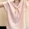 Plus Size Women's Summer New-Style Bow Short-Sleeve Relaxed Fit T-Shirt Fits 331 lb