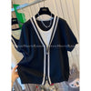 Plus Size Women's Summer New-Style Casual Knitted Short-Sleeve Relaxed Fit Sweater Fits 331 lb