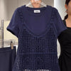 Plus Size Women's Summer French-Style New-Style Casual Lace Short-Sleeve Two-Piece Set Fits 331 lb