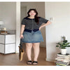 Plus Size Women's Summer Knitted Short-Sleeve Sweater Fits 88-331 lb